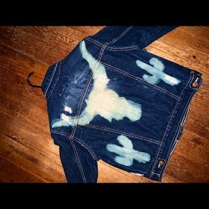 Western distressed denim jacket